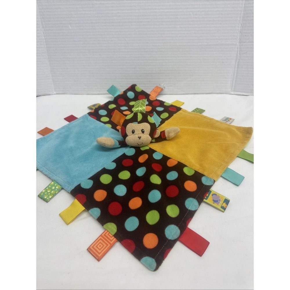 Taggies Mary Meyer Monkey Security Blanket Lovey Polka Dots Satin back